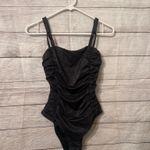 Cupshe  Black Shimmer Ruched Swimsuit Photo 0
