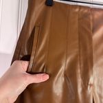 ZARA Faux Leather Straight Leg Pleated High Waist Pants Brown Women’s Size Small Photo 4