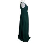 Revelry Bowie Bridesmaid Dress Green Long Gown Women’s Size 2 Slit Chiffon Photo 2
