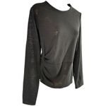 Sanctuary Black Long Sleeve Ruched Side Sheer Knit Top Womens Size M Photo 2