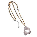 Quartz Druzy Geode on the Beads Pendant Pink Photo 1