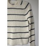 Madewell  Stripe Textured Cotton Sweater Bright Ivory Navy Size XS NWT Crewneck Photo 6