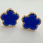 18K Gold Plated Blue clover Earrings stainless steel womens jewelry Photo 1