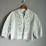 Tuckernuck  Hyacinth House Erin Blouse in white with green embroidery Small Photo 1