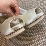 BCBG MAXAZRIA SATIN CREAM JEWELED PEEP TOE HEELS Photo 5