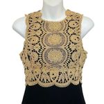 Jessica McClintock Vintage Gold Embroidered Black Velvet Dress Sleeveless Formal Photo 2
