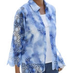 Alfred Dunner  Blue Tie Dye Floral Medallion Lace Jacket Size Large Petite Photo 0