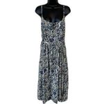 Natural Life Cotton Boho Cottagecore Earth Tone Blue Cream Midi Dress Medium Photo 7