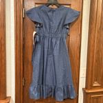 NWT Rare Editions Chambray Blue Ruffle Dress $64 kid sz 16 OR wmn size 0 Photo 11