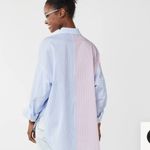 SO  mixed stripe oversized button down and bralette size medium Photo 1