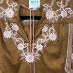 MISA Los Angeles  Brown MicroSuede Embroidered Top Blouse SZ XS Boho Hippie NWOT‎ Photo 6