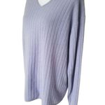 Armani Collezioni Ribbed V-Neck Sweater Womens XL Light Purple Luxurious Wool Bl Photo 2