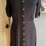 H&M Size 4 Black Blouse Dress Half Sleeve Mid Length V Neck Casual Button Down Photo 0