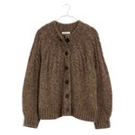 Madewell  Harwood Cableknit Mockneck Cardigan Sweater in Heather Otter Sz Small Photo 14