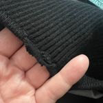 Anthropologie By Top Womens XL Black Floral Woven Ruffle-Sleeve Sweater Ribbed Photo 9