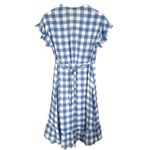 Rails  Brigitte Dress Womens Small Gingham Check Linen Blend Periwinkle Blue‎ Photo 1