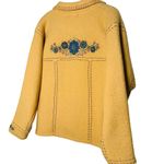Icelandic Design Mustard Yellow Floral Wool Embroidered Shacket Jacket Size L Size L Photo 1