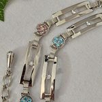 Vintage Silver Rectangle Chain Link Color Gemstones Belt Photo 1