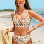 Cupshe NWT  Elodie Ditsy Floral Self Tie Bikini‎ - Size Small Photo 0