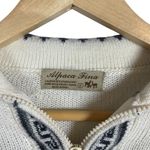 VINTAGE Peruvian Alpaca Wool Full Zip Eclectic Sweater Size S White Photo 4