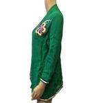 Peck & Peck Green Cardigan Open Front Floral applique Knit Sweater Womens M Photo 2