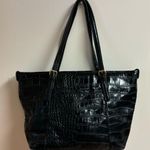 Anne Klein COPY - Black Faux Crocodile Pattern Glazed Faux Leather Large Tote Photo 1