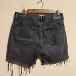Everlane  Denim Shorts in Washed Black High Rise Long Inseam Raw Hem- Size 28 Photo 5