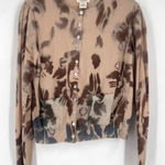 Sundance Tie Dye Cardigan Tan Brown Cotton Size Medium Photo 0