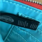 Fossil Zip Around Nylon Wristlet Wallet Blue White Red Flower On Flower Photo 4