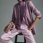 Anthropologie Maeve Double-Breasted Linen Blazer Lilac Ash Photo 0