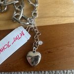 Betsey Johnson  Chunky Silver Tone Necklace Spider Pendant Purple Crystal NWT Photo 2