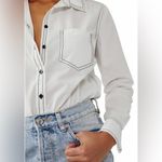 Free People  Power Move‎ Bodysuit Top White with Black Contrast Stitching Size XS Photo 8