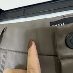 ZARA  Faux Leather Taupe Brown High rise ankle zip pants size Medium Photo 3