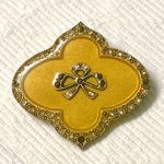 Catherine Popesco France Art Deco Yellow Enamel Rhinestone Pin Brooch Vintage Photo 0
