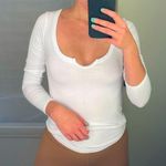 Joah Brown  Classic Long Sleeve Henley Top T Shirt in White, Size S/M Photo 0