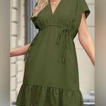 NWT Dokotoo Women Olive Green Short Sleeve V Photo 3
