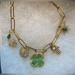 Lucky Charm Necklace‎ Green accents, 5 Charms, gold tone hardware, feels solid Photo 0