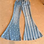 Shyanne  Blue Star and Stripe Wide Leg Jeans Photo 0