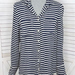 J. Crew Striped Silk Button Up Long Sleeve Shirt Blouse Blue White Small Photo 0