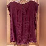 Loft Ruffle Front Flutter Cap Sleeve Keyhole Back Top Blouse Burgundy Size XXL Photo 11