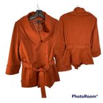 Valerie Bertinelli Womens Tie Waist Shawl Collar Jacket Orange Size Medium Photo 1