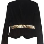 Cache Black Velvet Self Belt Silver Gold Sequin Event Jacket Top New $198 NWT Photo 4