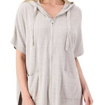Barefoot Dreams  CozyChic Ultra Lite Oversized Hoodie XXS/XS Beige Zip Lounge Photo 0