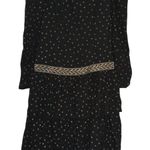 Vintage Leslie Lucks Polka Dot Dress Tiered Midi Puff Long Sleeve Party Classic Black Size L Photo 0