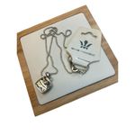 Silver toned and burgundy red rhinestone pendant necklace Gray Photo 4