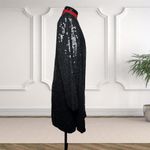 Vintage Jewel Queen Black Sequin & Silk Long Cardigan Size S Photo 2