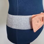 Salmon Pink and Metallic Silver Wide Stretch Belt Photo 2