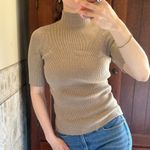 Dress Forum  Beige Mockneck Stretchy Ribbed T-Shirt XS-Medium Photo 5