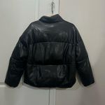Milly Black Faux Leather Puffer Coat Size Small $495 Photo 3