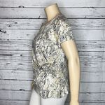 Dress Barn Woman NWT Size 1X Gray & Tan Printed - Shimmer Side Tie Blouse Top Photo 4